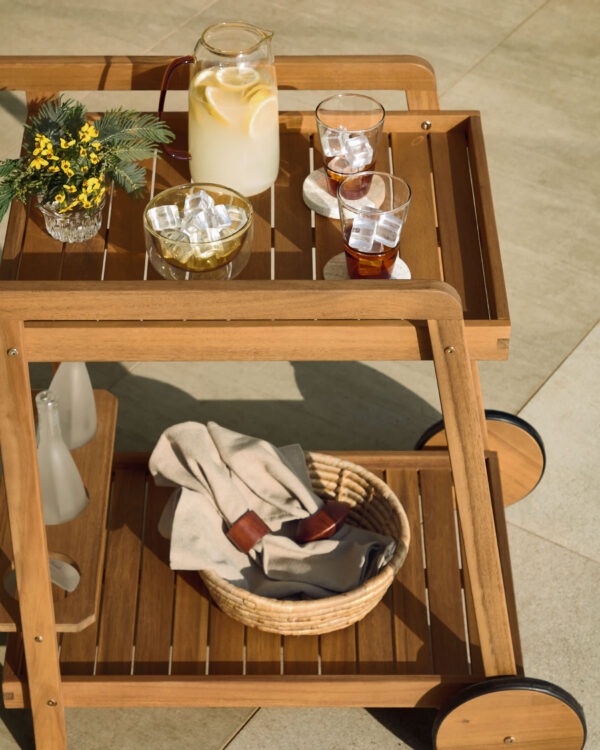 Mesa camarera de exterior Felisa madera maciza acacia 55 x 73 cm FSC 100%