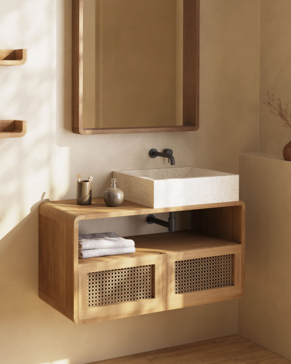 Lavabo encimera Delina de terrazo blanco 40 x 45 cm