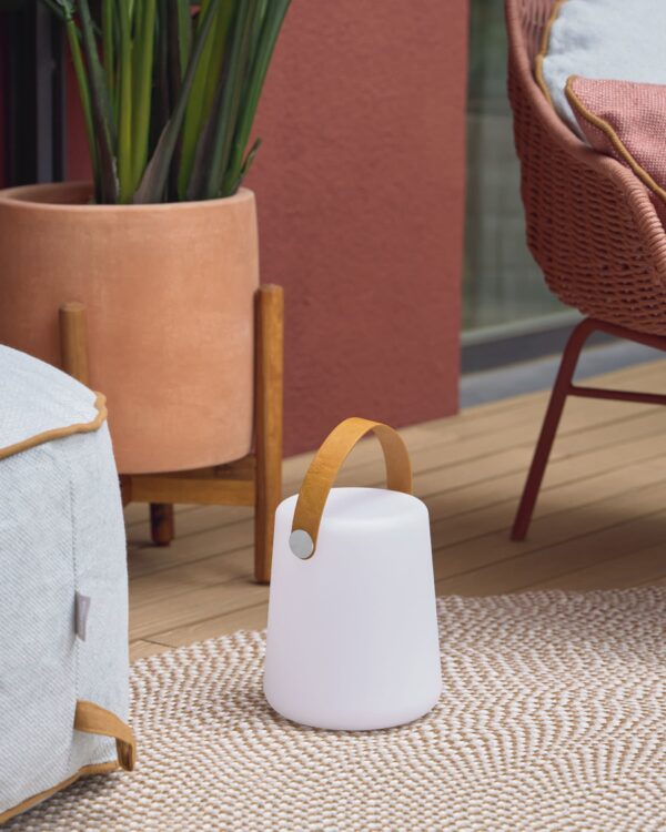 Lámpara de mesa exterior Dialma con asa marrón