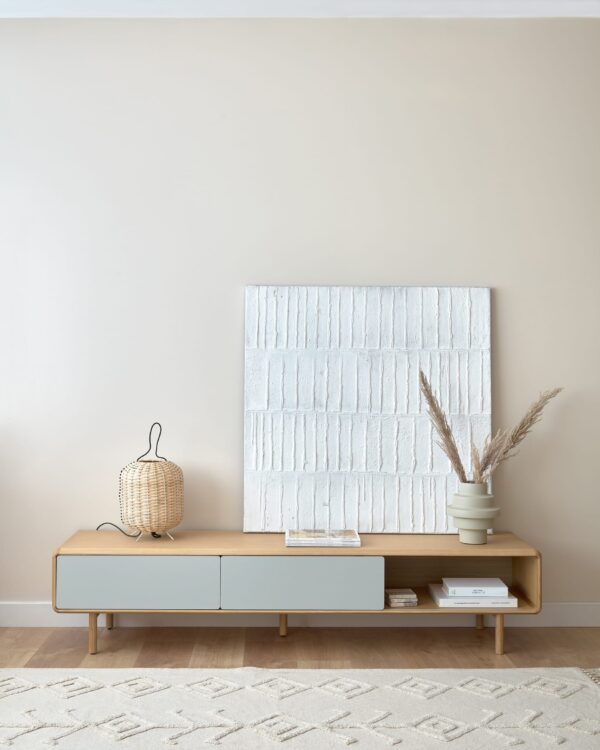 Lienzo Basilisa blanco y gris 90 x 90 cm