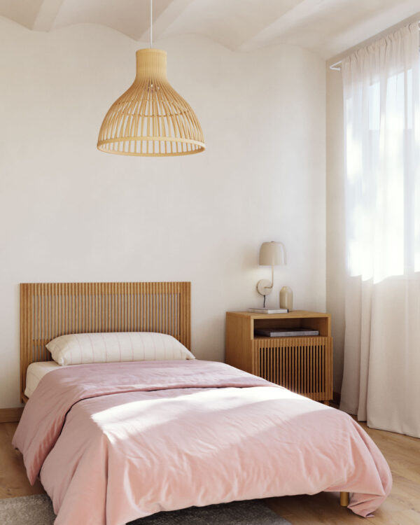 Cama Anielle de madera maciza de fresno para colchón de 90 x 200 cm
