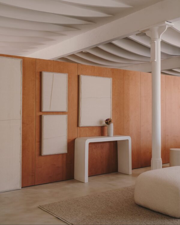 Cuadro Maha blanco con línea horizontal 52 x 72 cm