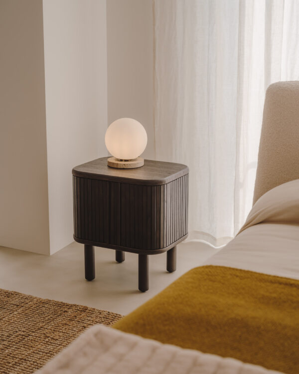 Lámpara de mesa Malachi de cristal glaseado y piedra de travertino