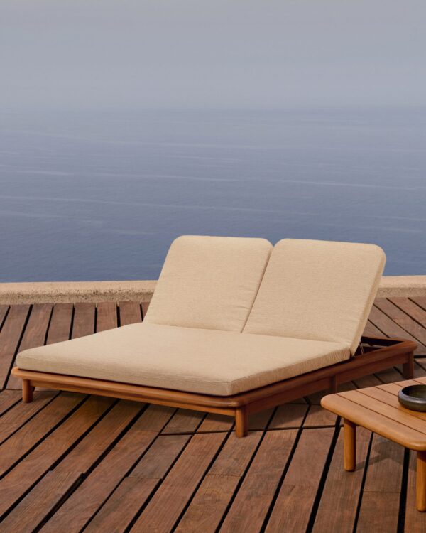 Tumbona doble Turqueta de madera maciza de teca FSC 100%