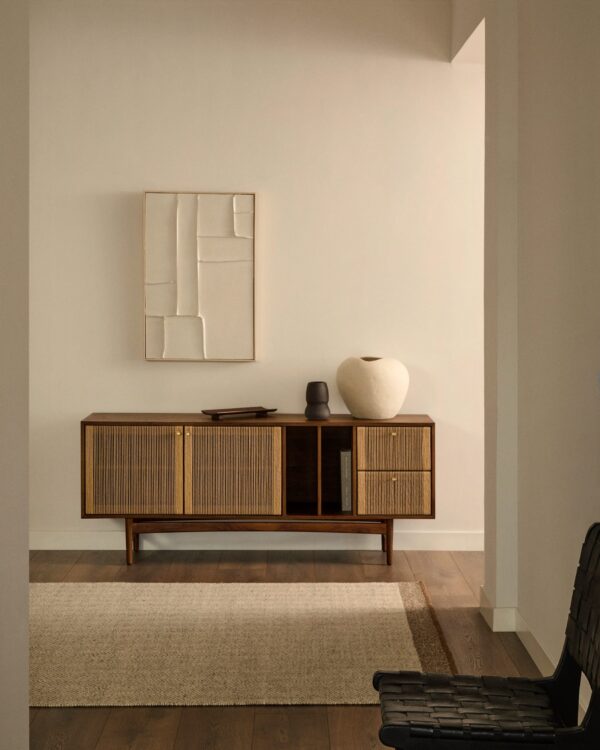 Cuadro Klis de lino con formas geométricas blanco 60 x 90 cm