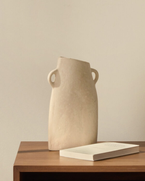Jarrón Neti de papel maché blanco 27 cm