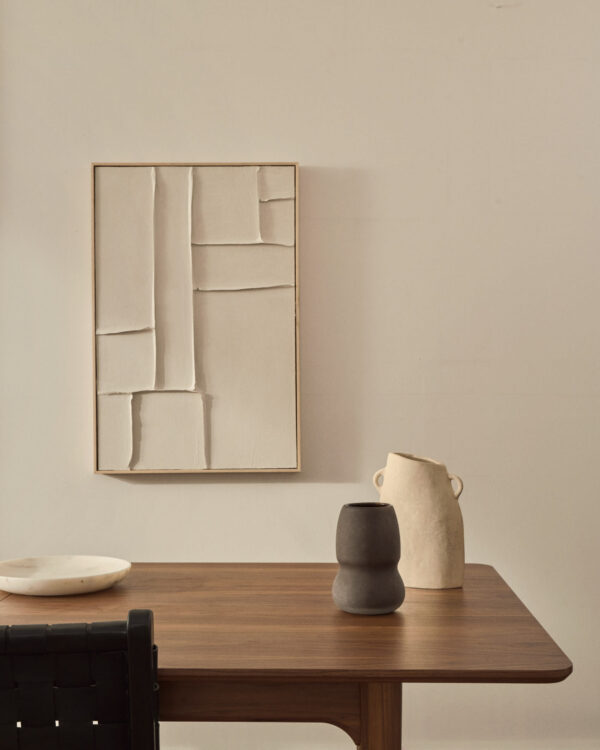 Cuadro Klis de lino con formas geométricas blanco 60 x 90 cm