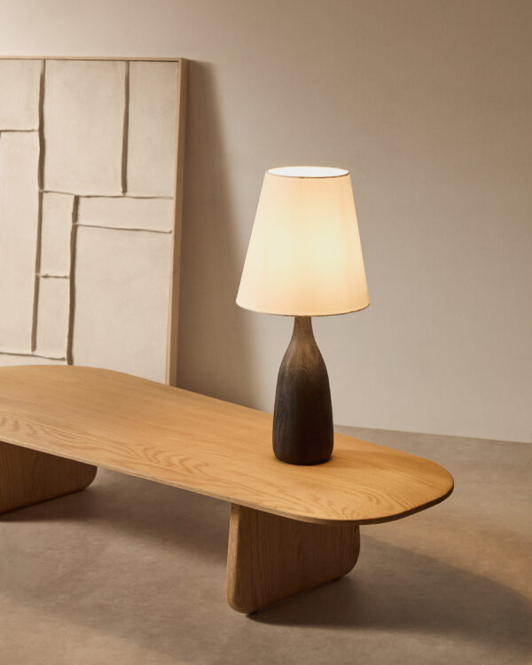 Lámpara de mesa Luvia de madera con acabado pintado negro