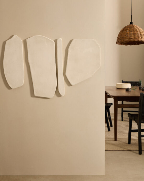Set de 4 paneles murales Siluna de papel maché blanco