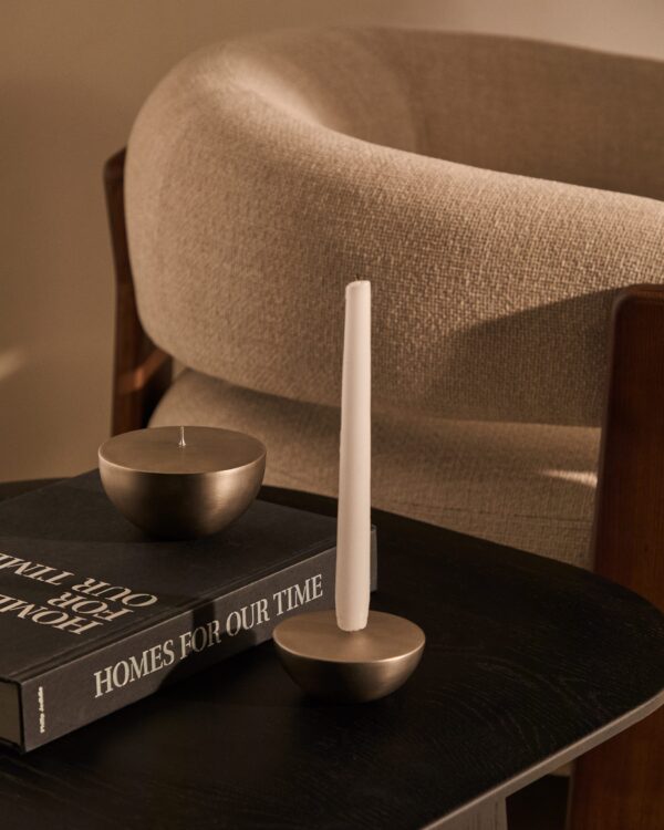 Candelabro grande Quira de acero inoxidable plateado
