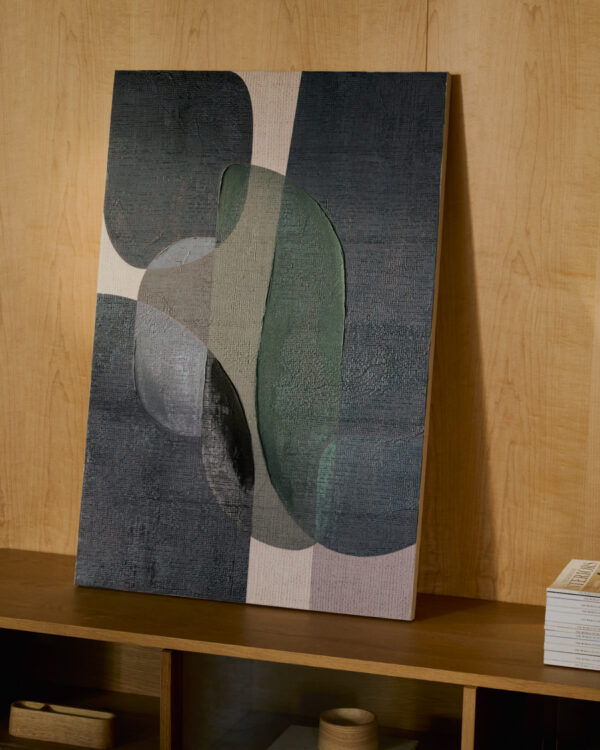 Lienzo abstracto Nemsa azul y verde 90 x 60 cm