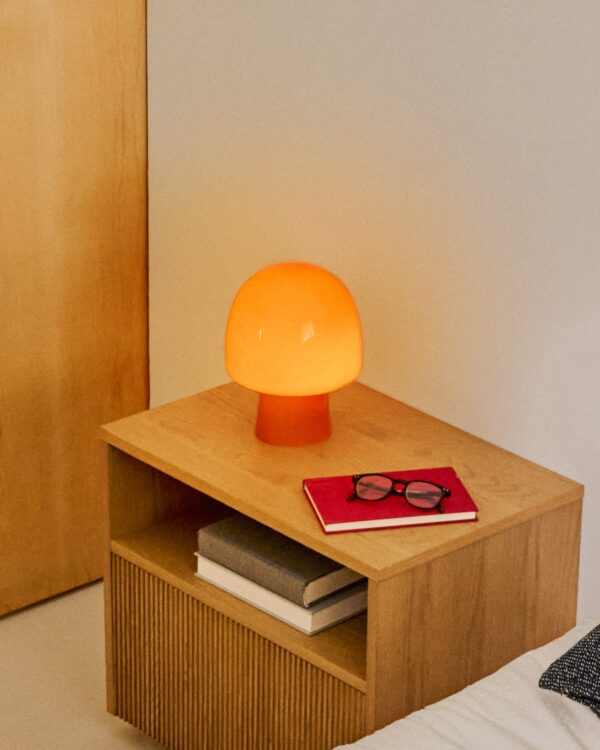 Lámpara de mesa Reig de cristal naranja