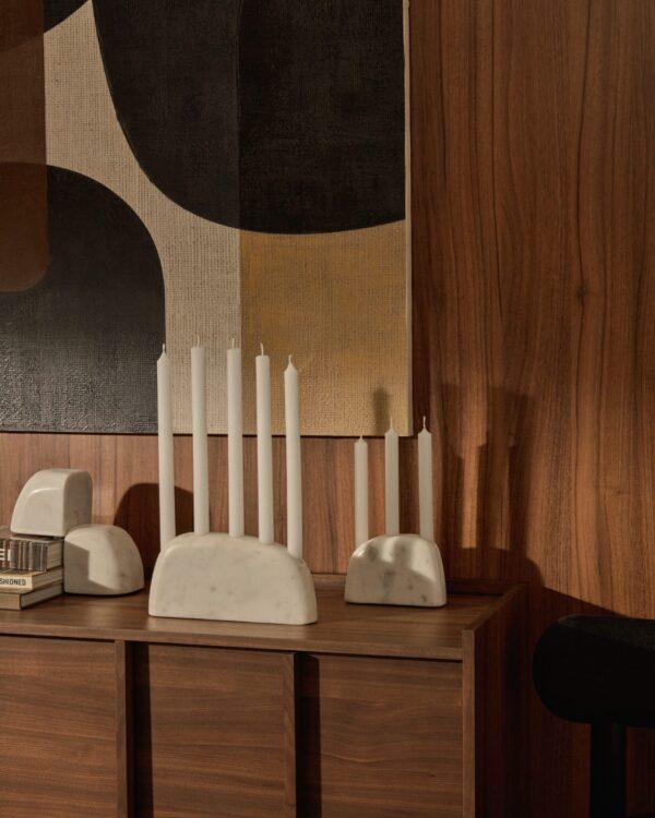Candelabro mediano Signe de mármol blanco 10 cm