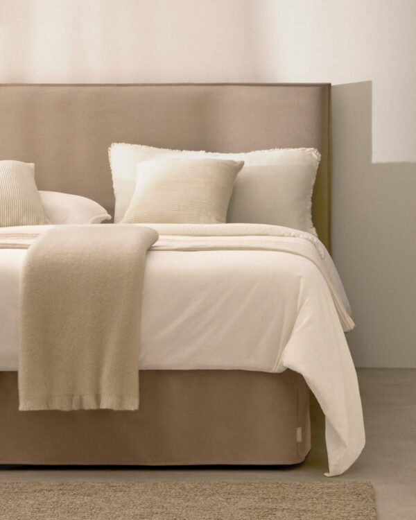 Cama desenfundable Jaira de lino y algodón topo para colchón de 90x200cm FSC Mix Credit