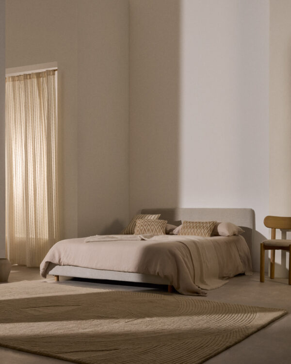 Funda para cabecero Valma de chenilla perla para cama de hasta 180 cm