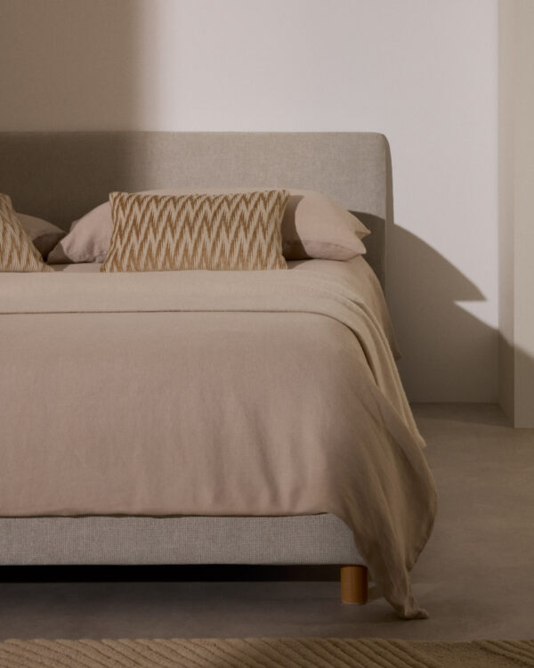 Funda para cabecero Valma de chenilla perla para cama de hasta 90 cm