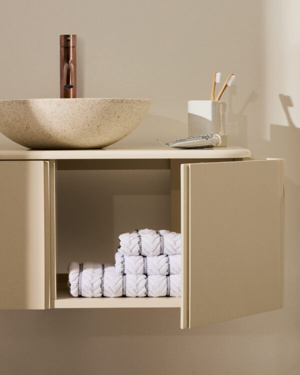 Mueble de baño Salaya de madera contrachapada de fresno con acabado lacado beige 90 x 45cm