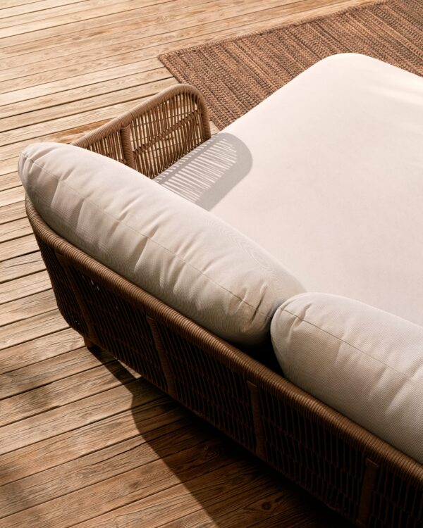 Tumbona doble Catalina de cuerda beige y madera maciza de acacia FSC 100%