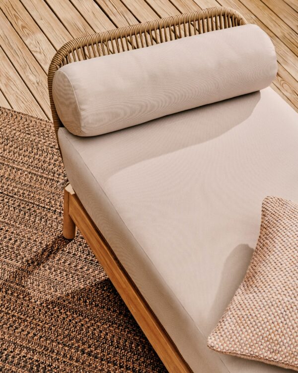 Tumbona Catalina de cuerda beige y madera maciza de acacia FSC 100%
