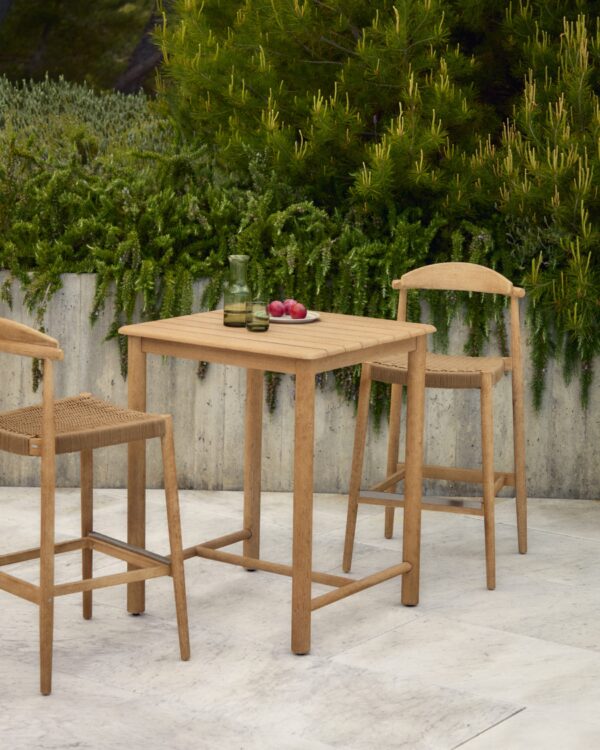 Mesa alta Sori de madera maciza de acacia FSC 100% 78 x 78 cm