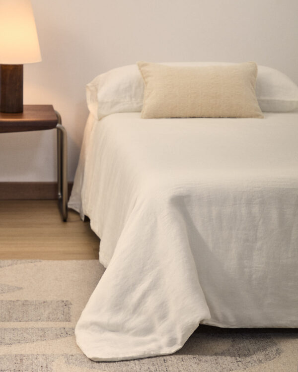 Set Simmel fundas nórdica y de almohadas de mezcla de lino color crudo para cama de 90 cm