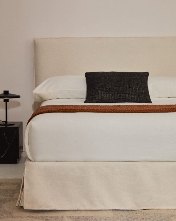 Funda para base Jaira de chenilla blanco para cama de 180 x 200 cm