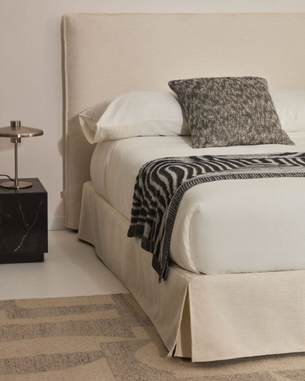 Funda para base Jaira de chenilla blanco para cama de 150 x 190 cm