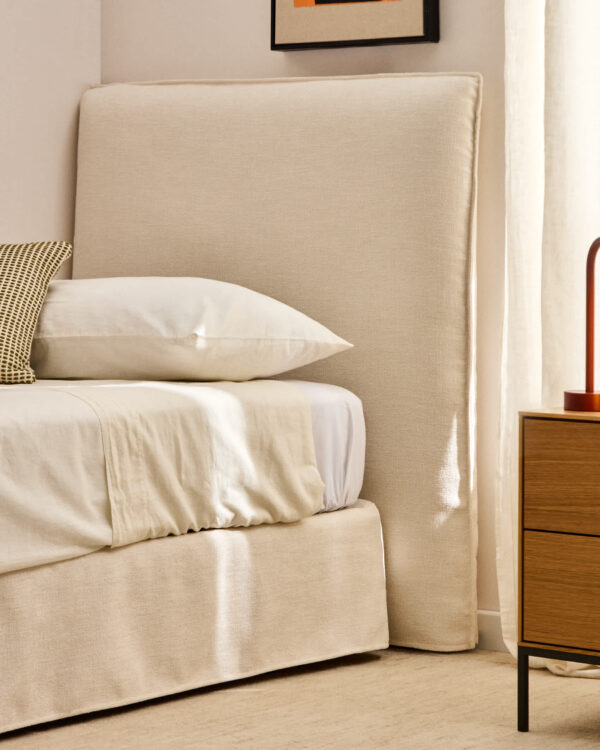 Funda para cabecero Jaira de chenilla blanco para cama de hasta 90 cm