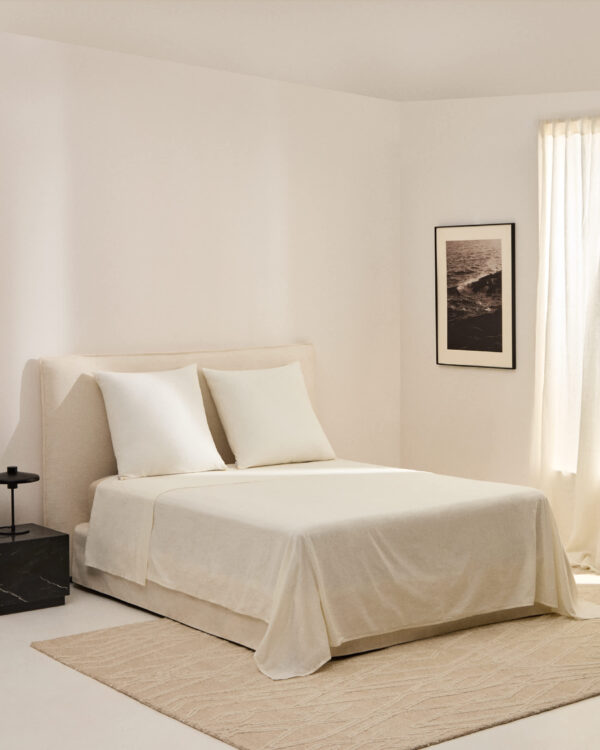 Sábana encimera Simmel de mezcla de lino color crudo para cama de 180 cm