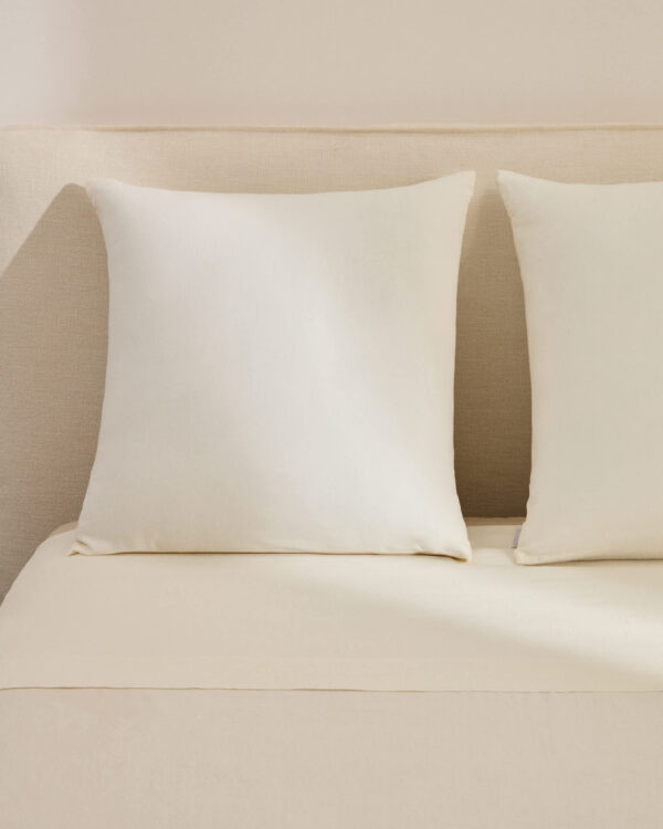 Set Simmel de 2 fundas de almohada de mezcla de lino color crudo 65 x 65 cm