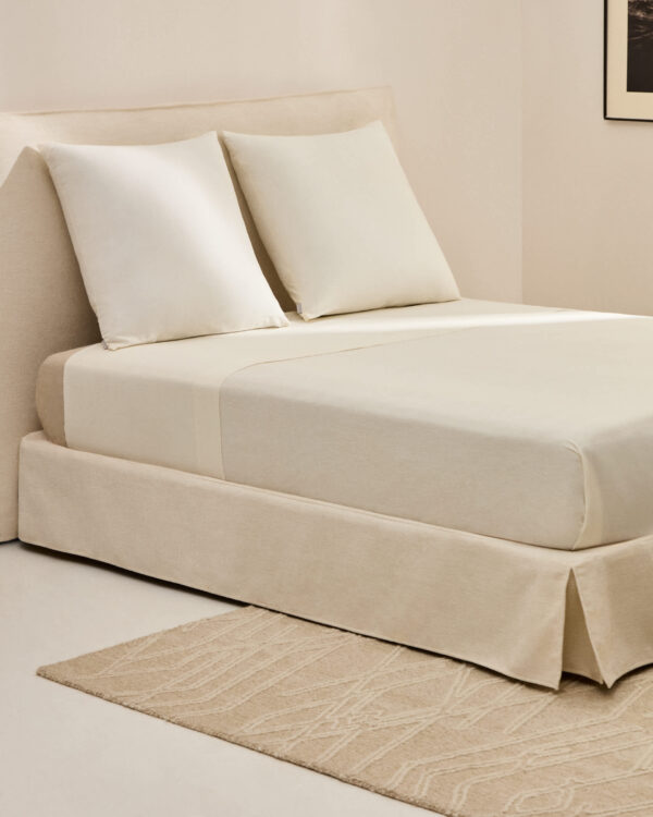 Set Simmel de 2 fundas de almohada de mezcla de lino color crudo 65 x 65 cm