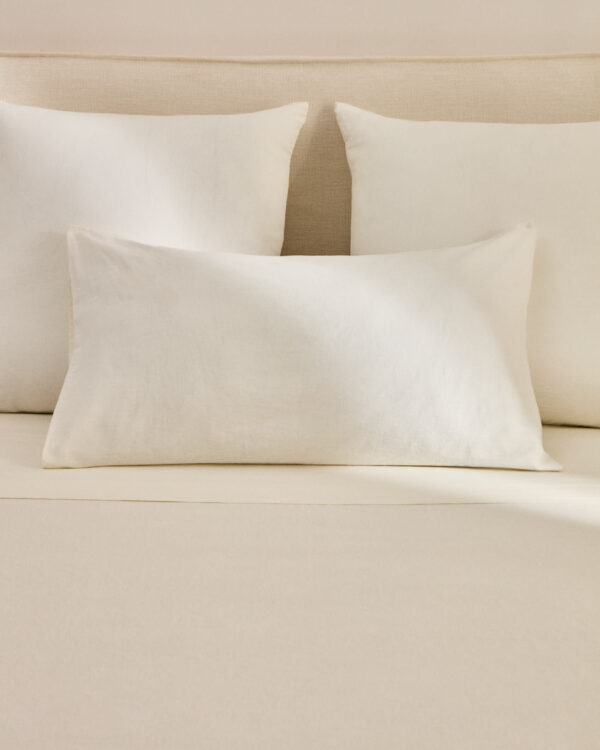 Set Simmel de 2 fundas de almohada de mezcla de lino color crudo 50 x 70 cm