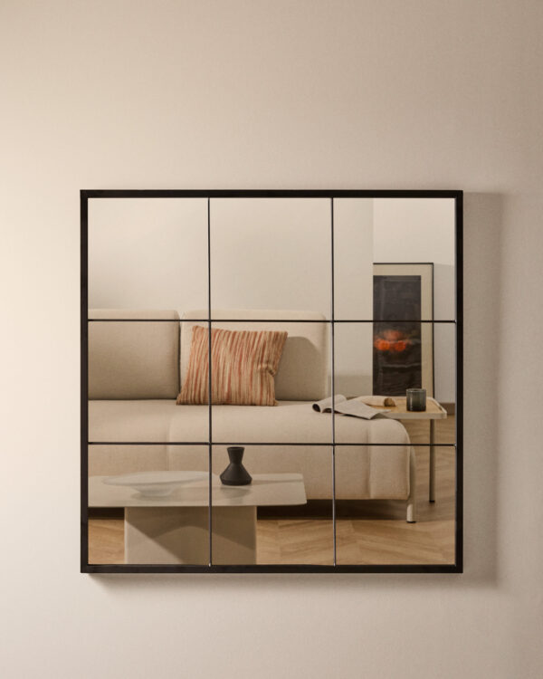 Espejo de pared Ulrica metal negro 80 x 80 cm
