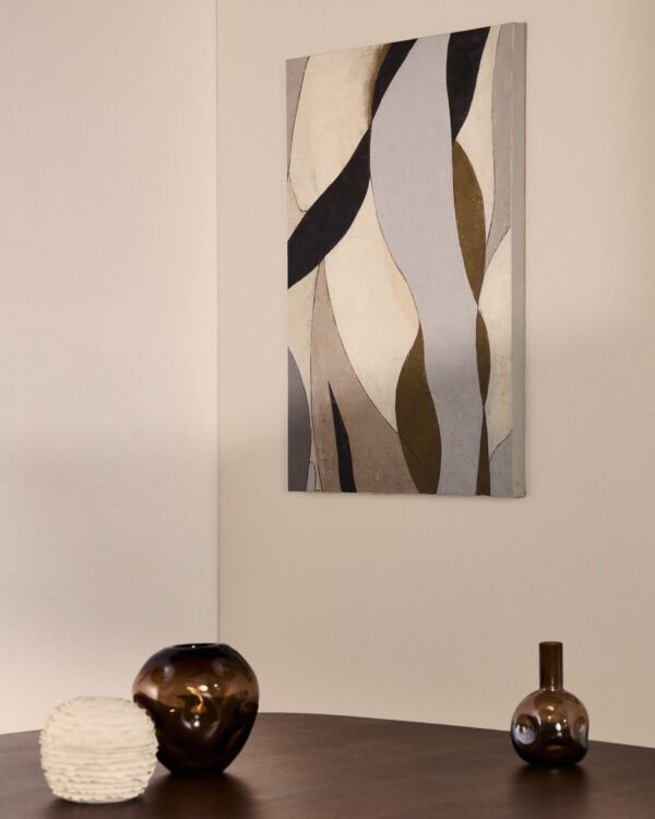 Lienzo abstracto Marvilo gris y mostaza 60 x 90 cm