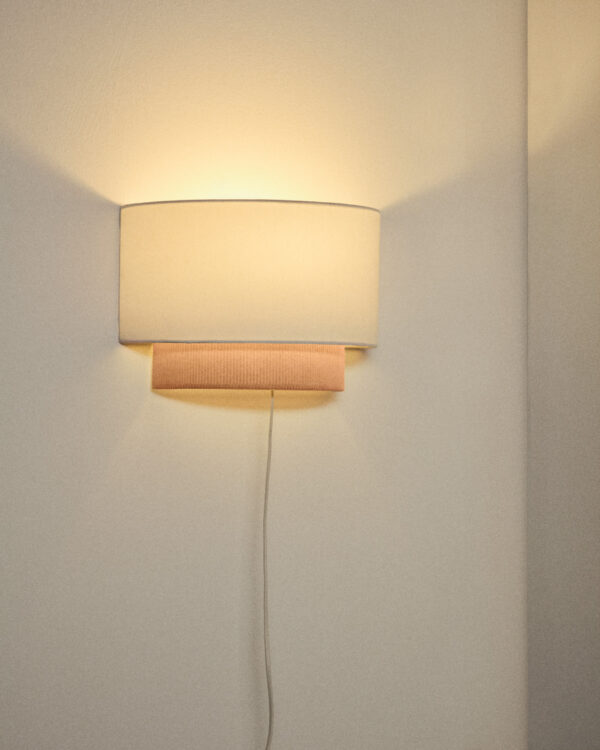 Aplique de pared Bianella de algodón y pana beige 30 cm
