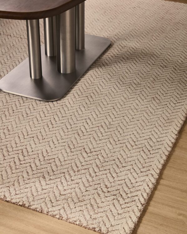 Alfombra Calira de lana jacquard trenzado beige 300 x 200 cm