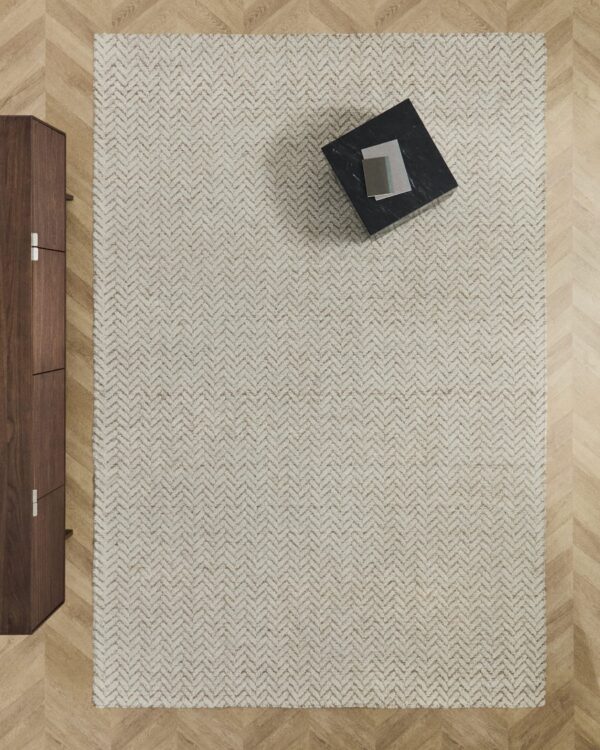 Alfombra Calira de lana jacquard trenzado beige 300 x 200 cm