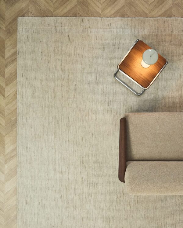 Alfombra Dalena de lana jacquard raya beige 300 x 200 cm
