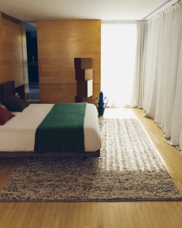 Alfombra Elanis de lana bouclé multicolor 160 x 230 cm
