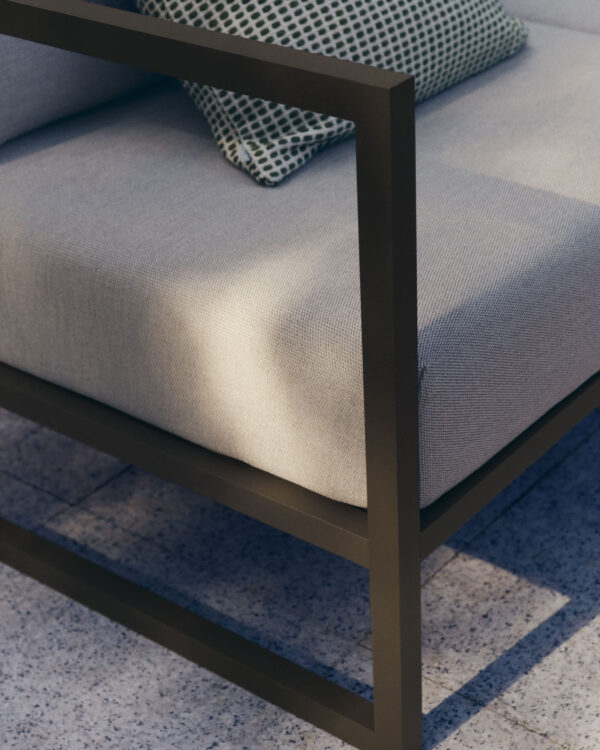 Sofá 100% exterior Comova 2 plazas gris claro y de aluminio verde 150 cm
