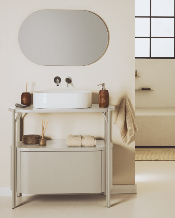 Lavabo encimera Ovara de cerámica blanco esmaltado 50 x 31 cm