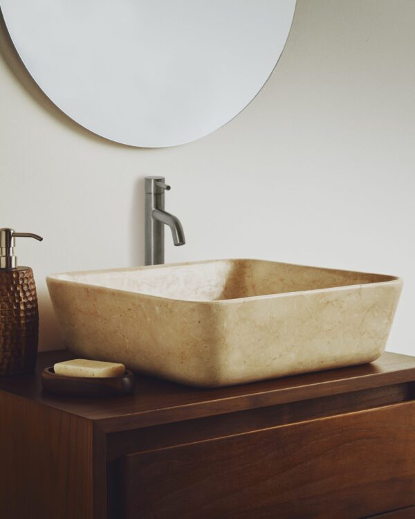 Lavabo encimera Darnen de mármol beige 40 x 40 cm