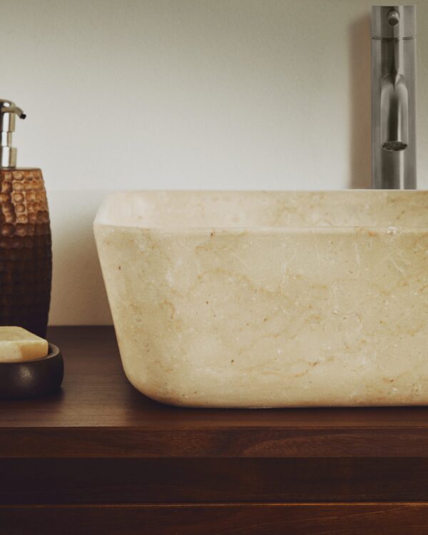 Lavabo encimera Darnen de mármol beige 40 x 40 cm