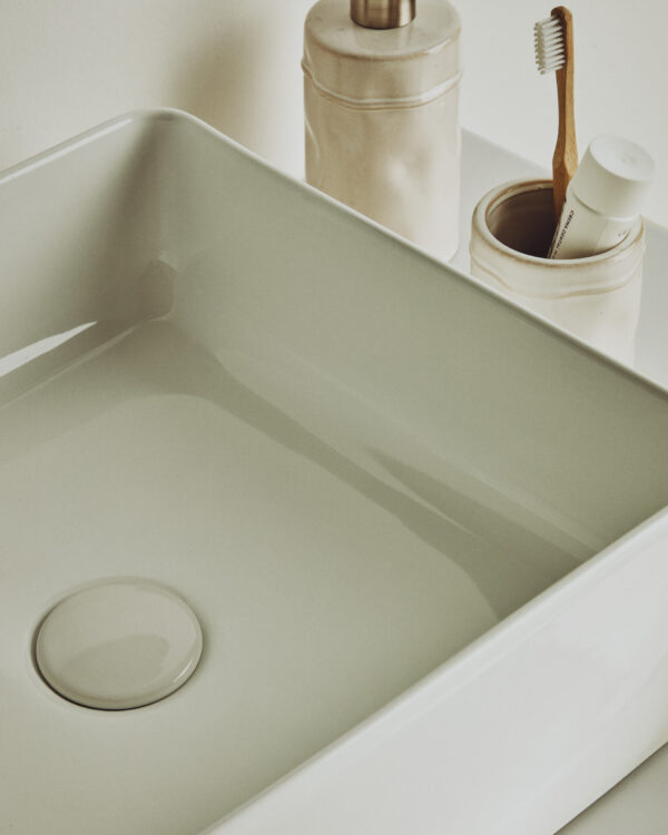 Lavabo encimera Ovara de cerámica blanco esmaltado 36,5 x 36,5 cm