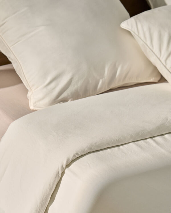 Funda nórdica Sirale 100% algodón satén acabado lavado blanco para cama de 90 cm