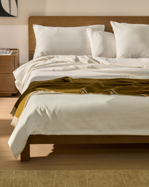 Set Simmel fundas nórdica y de almohadas de mezcla de lino color crudo para cama de 150 cm
