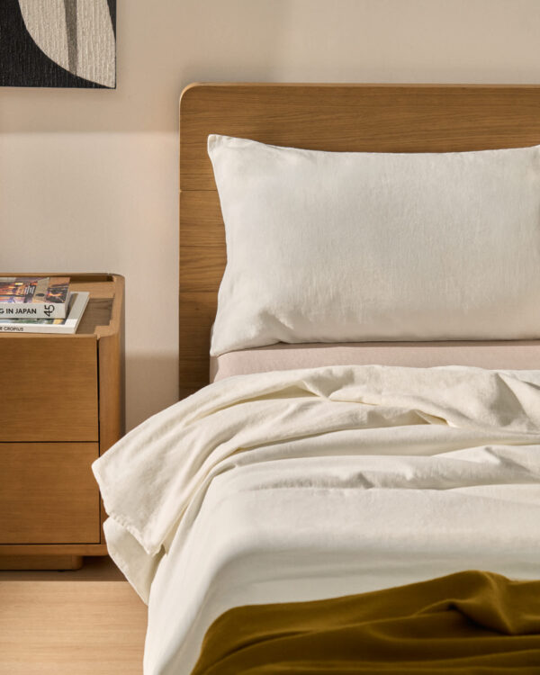 Set Simmel fundas nórdica y de almohadas de mezcla de lino color crudo para cama de 90 cm
