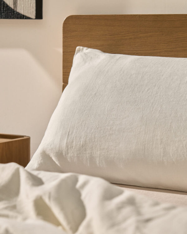 Set Simmel de 2 fundas de almohada de mezcla de lino color crudo 50 x 70 cm