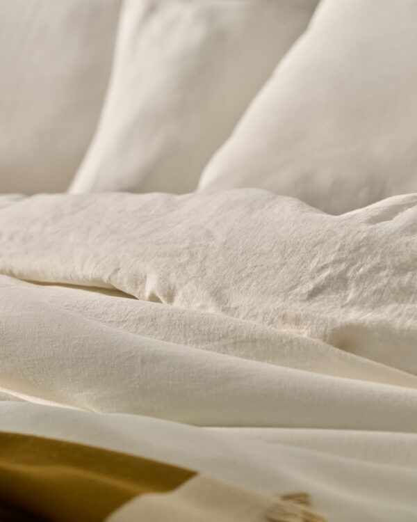 Set Simmel fundas nórdica y de almohadas de mezcla de lino color crudo para cama de 90 cm