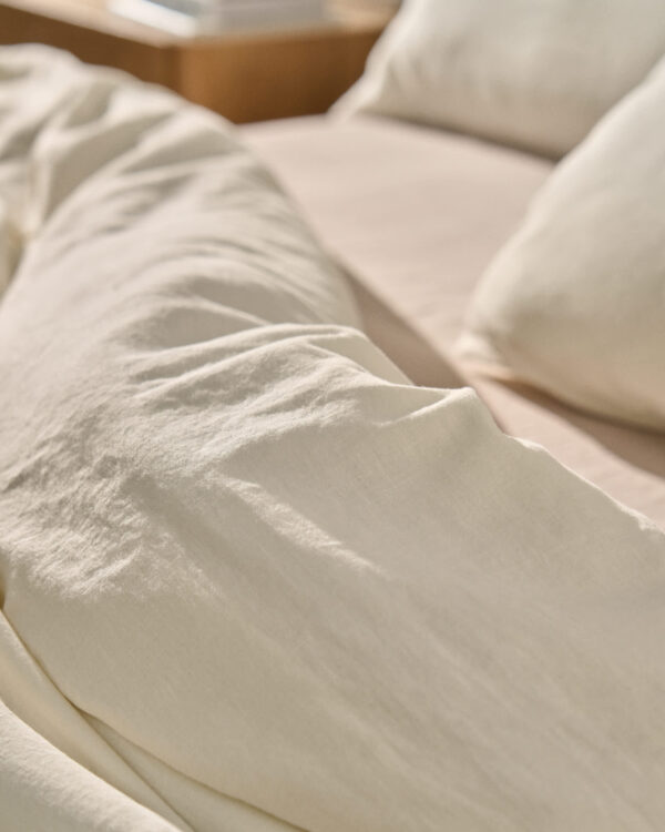 Set Simmel fundas nórdica y de almohadas de mezcla de lino color crudo para cama de 180 cm
